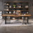 Brown+Black Rectangular Solid Wood+Iron desks-107293671