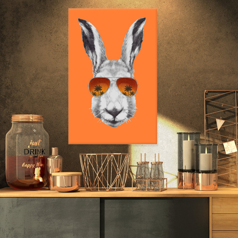 Animal Funny Rabbit with Sunglasses Canvas - Funny Rabbit, 32" H x 16" W x 1" D, Wrapped Canvas