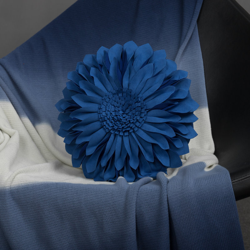  Housse et insert de coussin décoratif en tournesol Appliqued, Bleu azur - suède uni, Carré 12 po