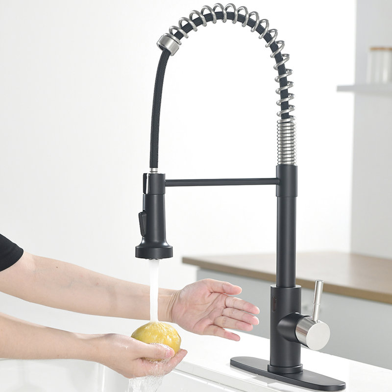 Robinet de cuisine avec capteur de mouvement - Automatique intelligent, sans contact, hygiénique et pratique pour les cuisines en acier inoxydable noir / argent