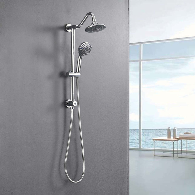 Tub & 6 Inch Rain Shower Head with Handheld Shower Head Bathroom Rain Shower System, Chrome