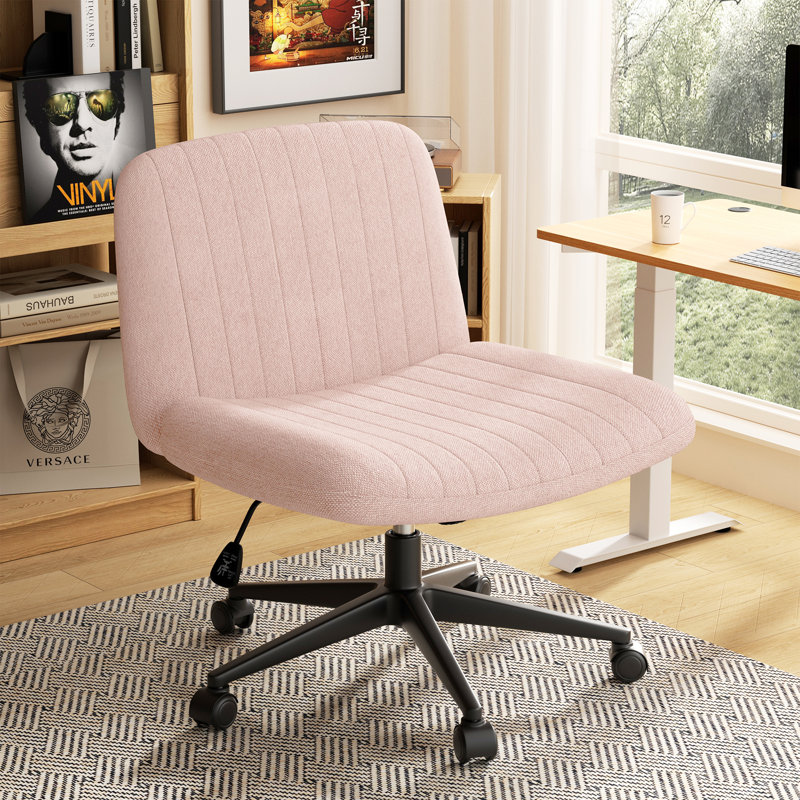 Criss-Cross Office Desk Chair With Wheels, Pink