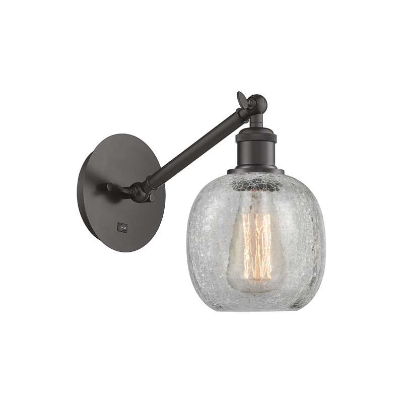 Shauna Armed Sconce, Incandescent, Clear Crackle, Oil Rubbed Bronze
