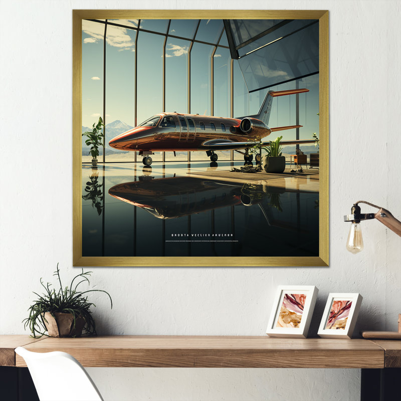 «Jet Plane Matrix Showcase» sur toile, Cadre doré simple, H 36 po x l 36 po x P 1,5 po