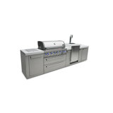 Mont Alpi 6-Burner Stainless Steel Outdoor Island Barbecue Grill + 3 Beer Tap Kegerator Refrigerator
