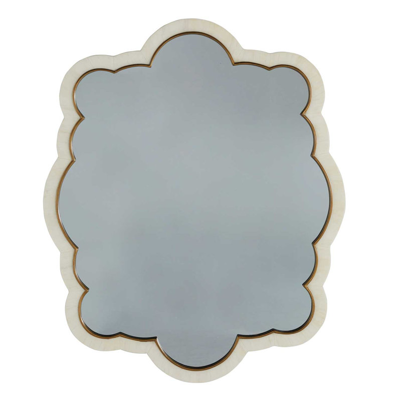 Rianna Antique Brass and Faux White Horn Cloud-Shaped Wall Mirror