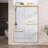 Amy 44" - 48" W X 72" H Semi-Frameless Double Sliding Bathroom Shower Door Bypass with Clear Tempered Glass in Brass Gold