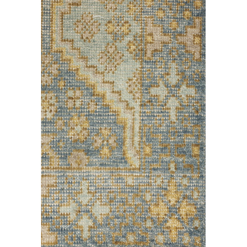 Tapis de couloir unique bleu 3 pi 2 po x 8 pi 2 po Rajasthan