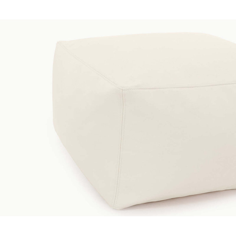 Square Pouf, Ivory 