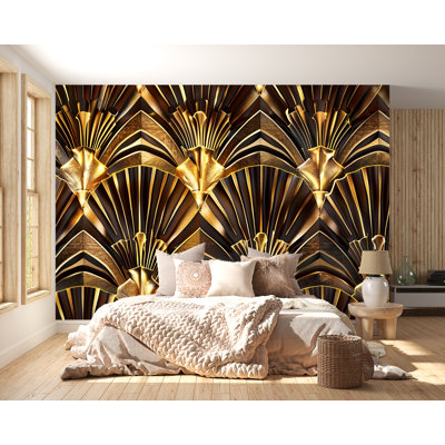 Art Deco Wall Mural – Luxury  Geometric Wallpaper, Glam Accent Wall Decor For Bedroom, Living Room Or Lounge