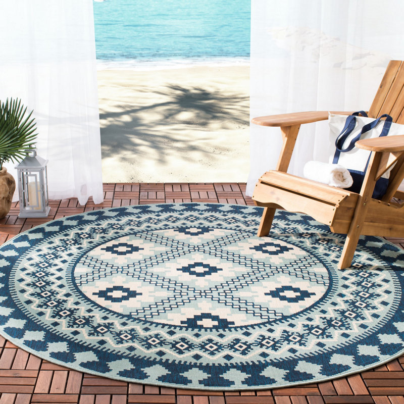 Northpoint Veranda Performance Southwestern Indoor/Outdoor Area Rug, Round 3'