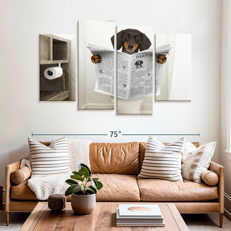 Ketti Dachshund Reading A Newspaper, 42" H x 68" W