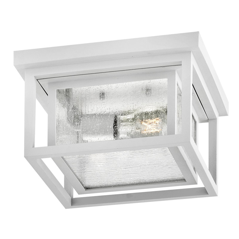 Republic Textured White 11'' W 2 - Bulb Outdoor Flush Mount