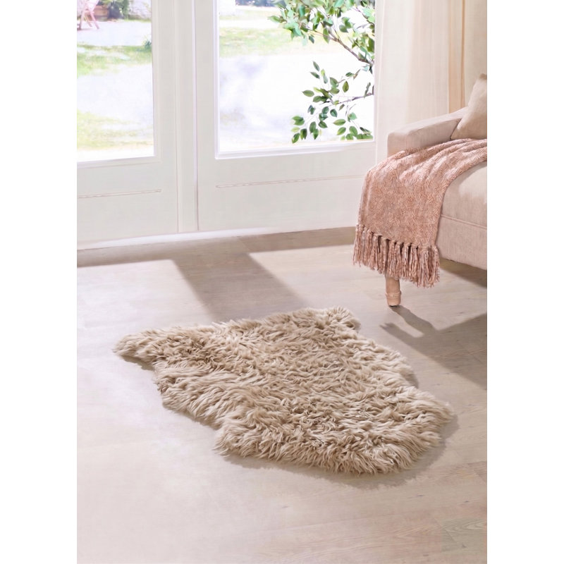 Sheepskin Standard Shag 60cm X 90cm Area Rug, Beige