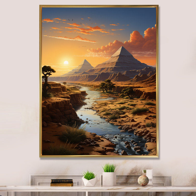 Thummepalli, Égypte, paysage de sables sacrés I - impression, H 32 po x l 16 po x P 1 po, Cadre flottant doré
