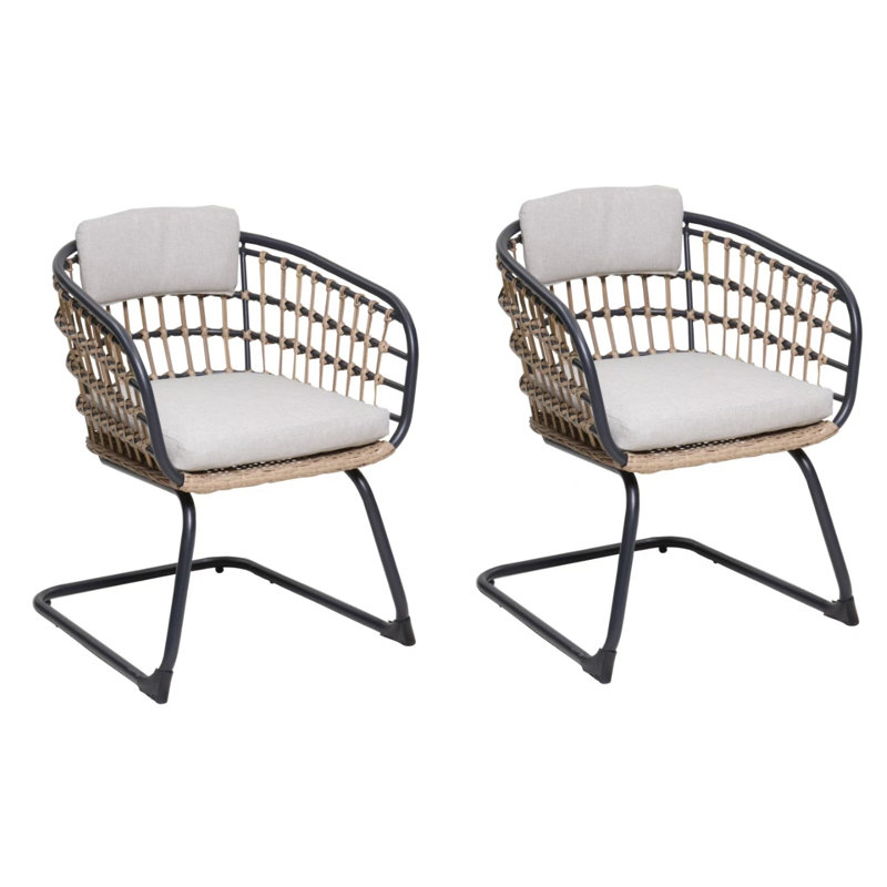 Ensemble de chaises de salle à manger en osier de 24,01 po x 24,4 po x 31,49 po en osier, rotin synthétique tissé à la main avec coussins amovibles, beige, 24 pièces