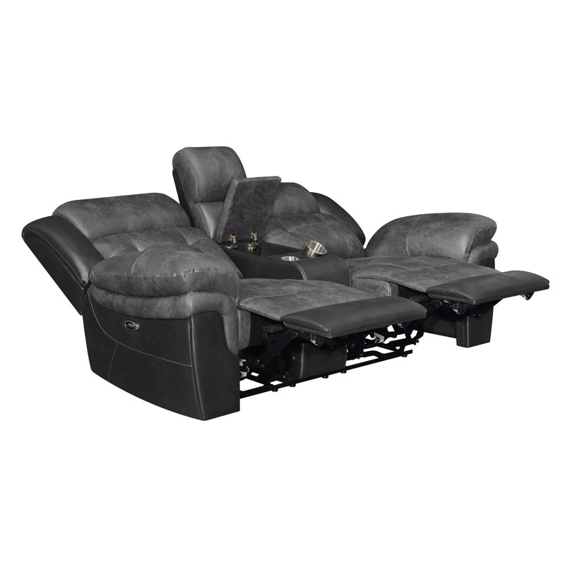 Causeuse inclinable à accoudoirs coussinés de 81,25 po Dekoven, Microfibre / microsuède chocolat / brun foncé, Manuel
