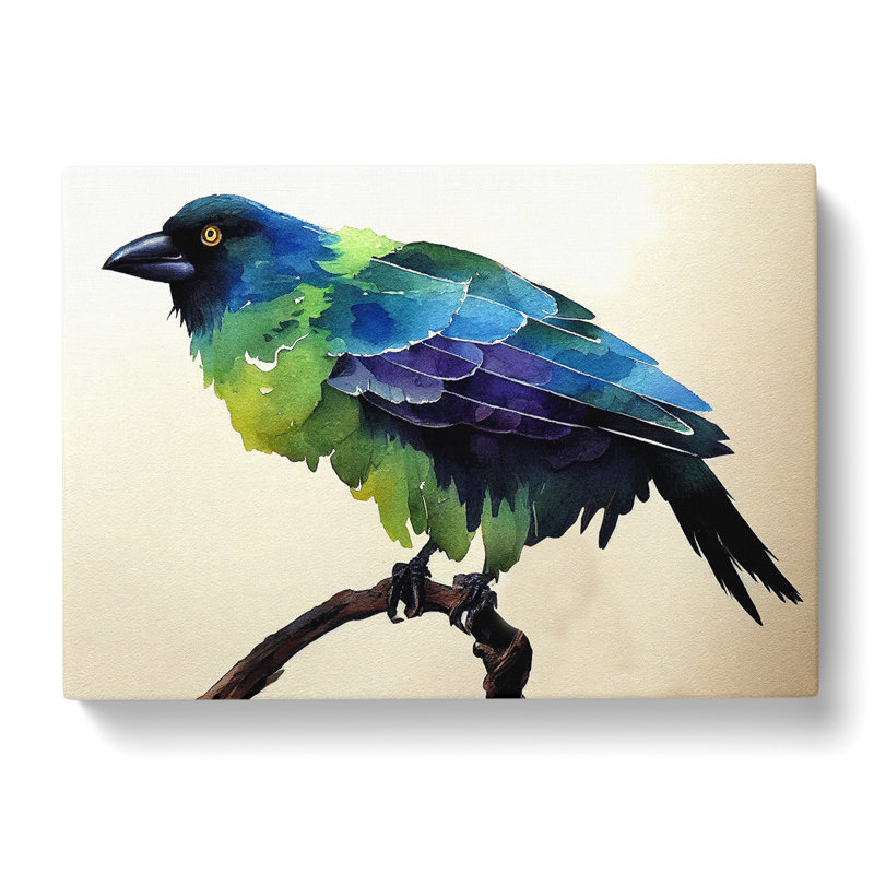 Crow Bird Watercolour Vol.1 - Wrapped Canvas, 50cm H x 76cm W x 3cm D
