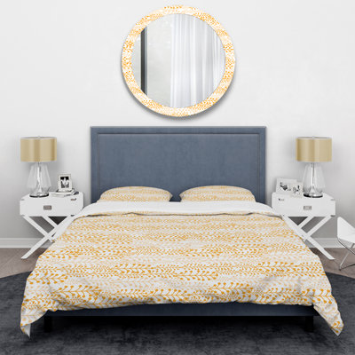 Ensemble de housse de couette en microfibre crème / or 3 pièces