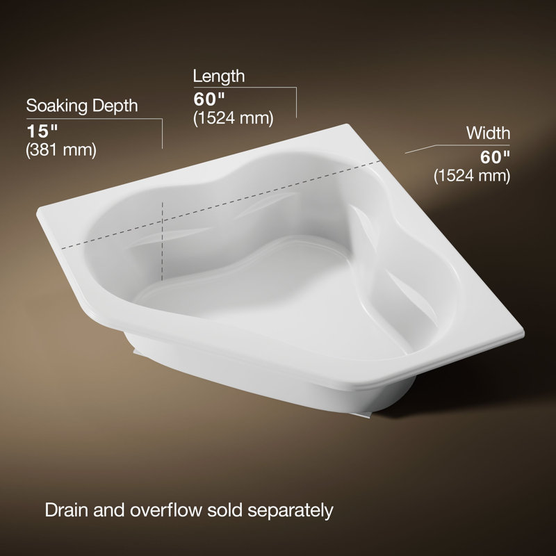 Tercet® 60" x 60" Soaking Bathtub, White