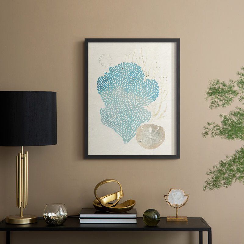 «Quiet Coral I», reproduction encadrée - bois massif, Noir, noir, noir, noir, H 15 po x l 12 po