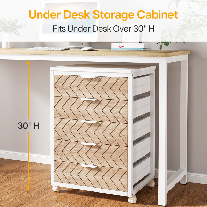 5-Drawer Wood File Cabinet