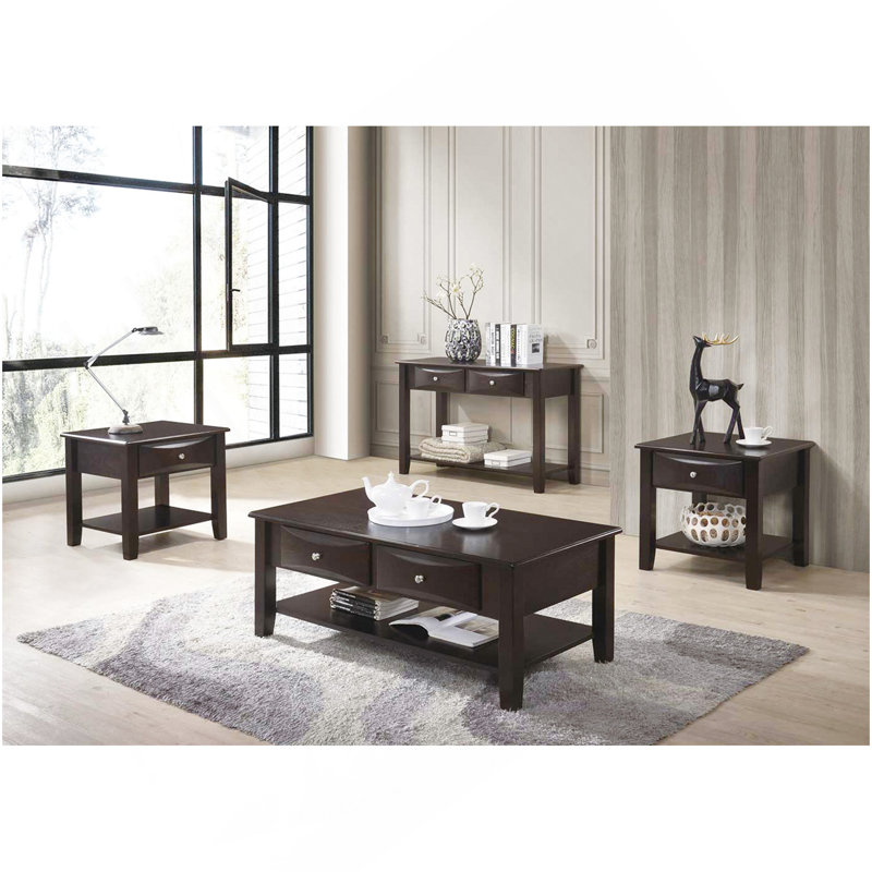 Table basse à deux tiroirs en brun