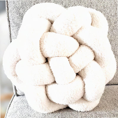 Sherpa Knot Cozy Pillow - Large White Knotted Throw Pillow for Bed Decor, Cute & Funky Decorative Pillows made with Soft