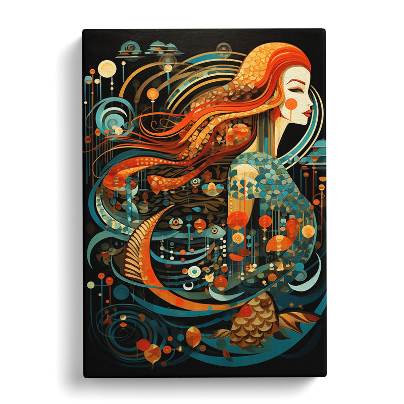 Mermaid Constructivism Art - Wrapped Canvas, 60cm H x 40cm W x 3cm D