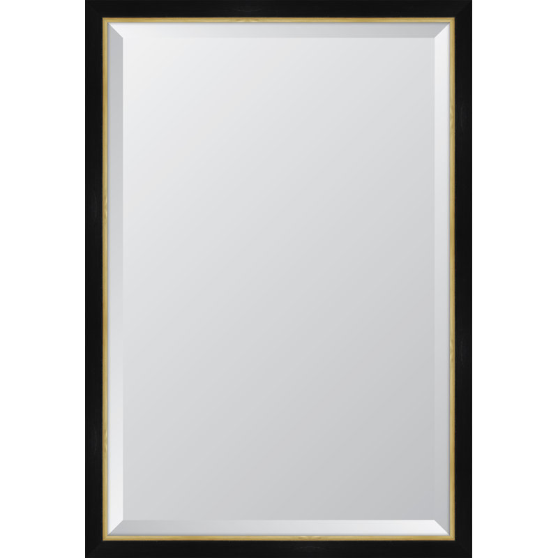 Agaran Flat Wall Mirror, Black/Gold