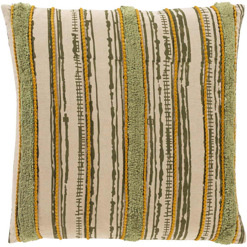 Tanzania 22" Olive Woven Square Pillow