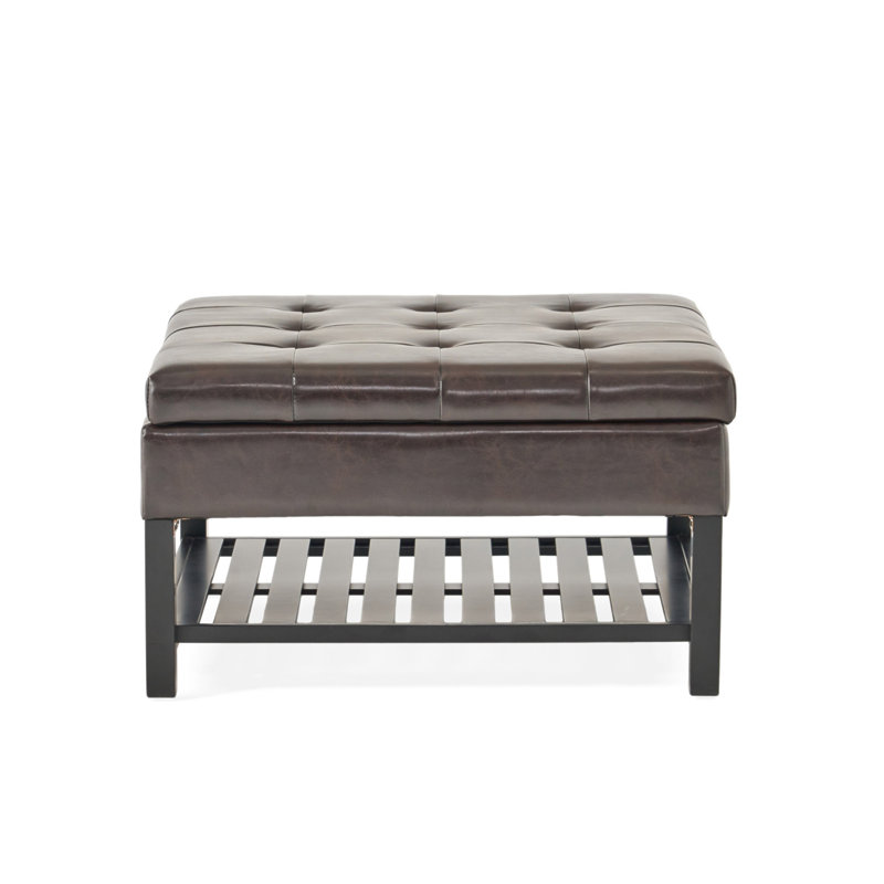 SQUARE OTTOMAN WITH STORAGE AND BOTTOM RACK