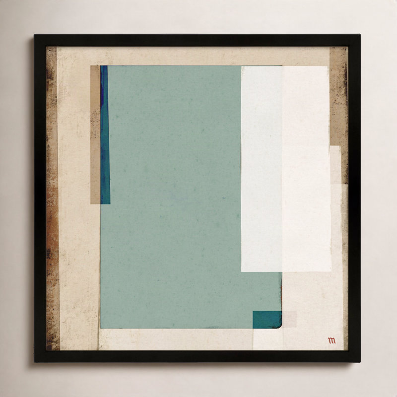 City Scape aqua 1 by Marco Marella for Studio M - Framed Wall Art, Framed Print Paper without Mat, Black, 16" H x 16" W