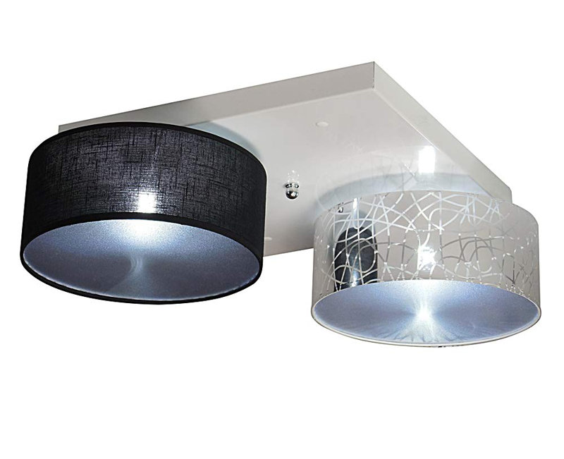 Pulley Fabric Semi Flush Mount, Silver/Black
