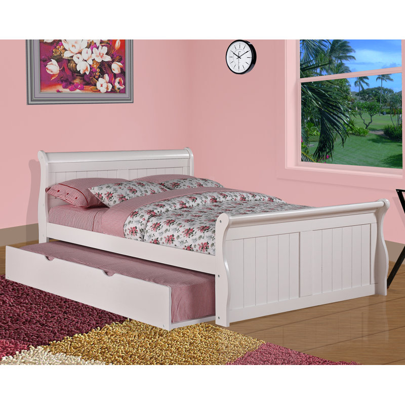 Jacquline Solid Wood Platform Bed with Trundle, Twin