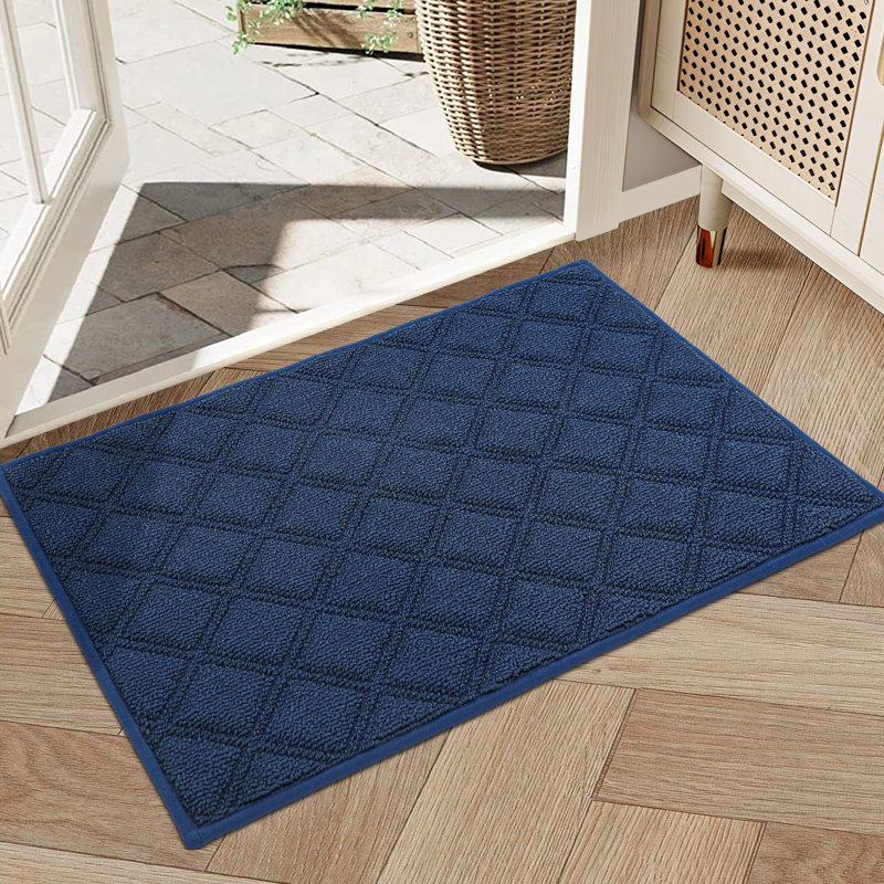 Non-Slip Geometric Indoor Doormat, Blue, 50.8cm W x 81.3cm L