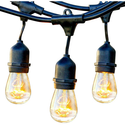 Guirlande de 24 lumières extérieures incandescentes Ambience Pro avec 7 ampoules S14 blanc chaud, cordon résistant aux intempéries de qualité commerciale