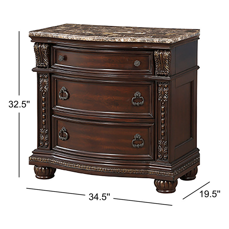 Anndrea 3 - Drawer Nightstand, Brown