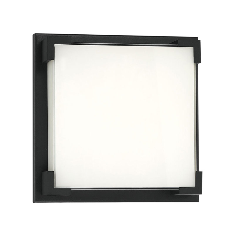Thornhill, Flush Mount, 12", Matte Black, White Glass