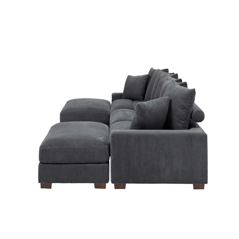 Ashira 5-Piece Corduroy Sectional | Modular Corner Sofa