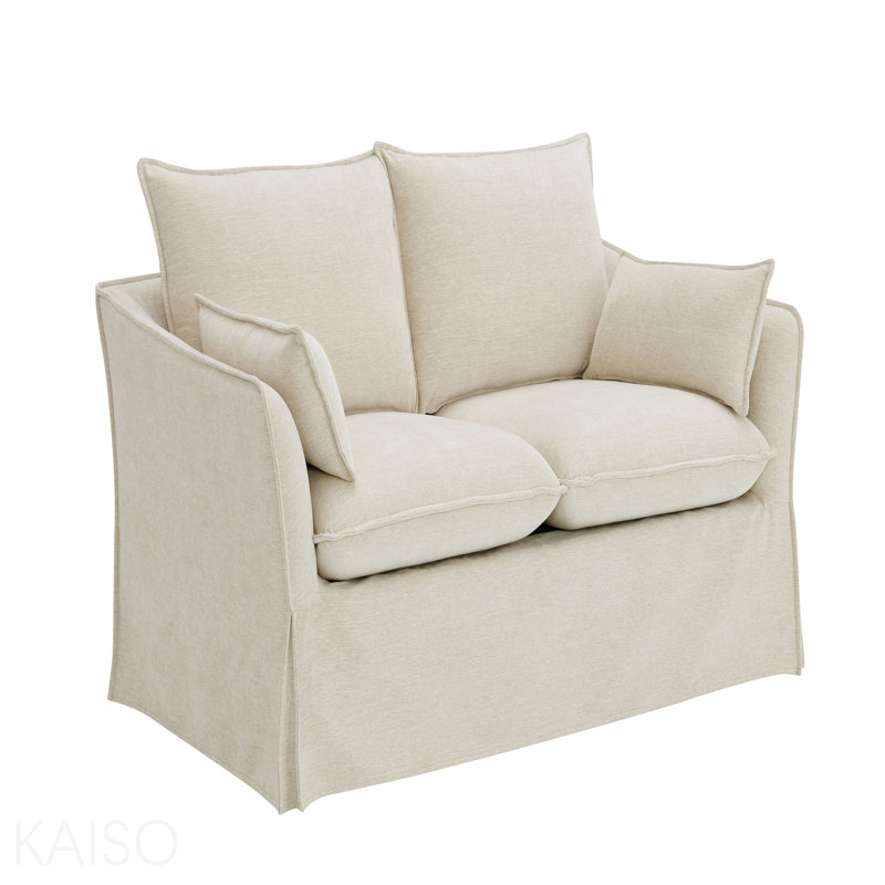 Causeuse en lin beige avec 2 coussins