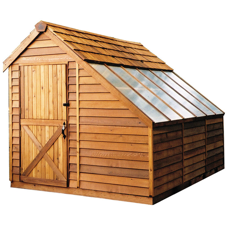 Sunhouse 8ft W x 12ft D Western Red Cedar Wood Storage Shed, 105" H x 96" W x 156" D