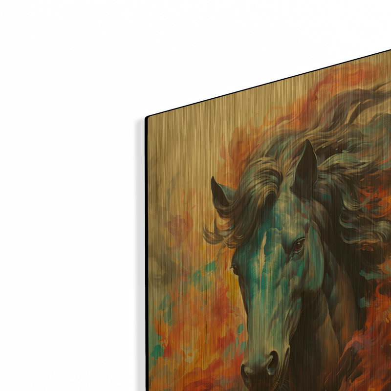 Tableau mural en métal doré « Cheval de feu » de Momart, 40,6 cm x 61 cm, 16 po x 24 po
