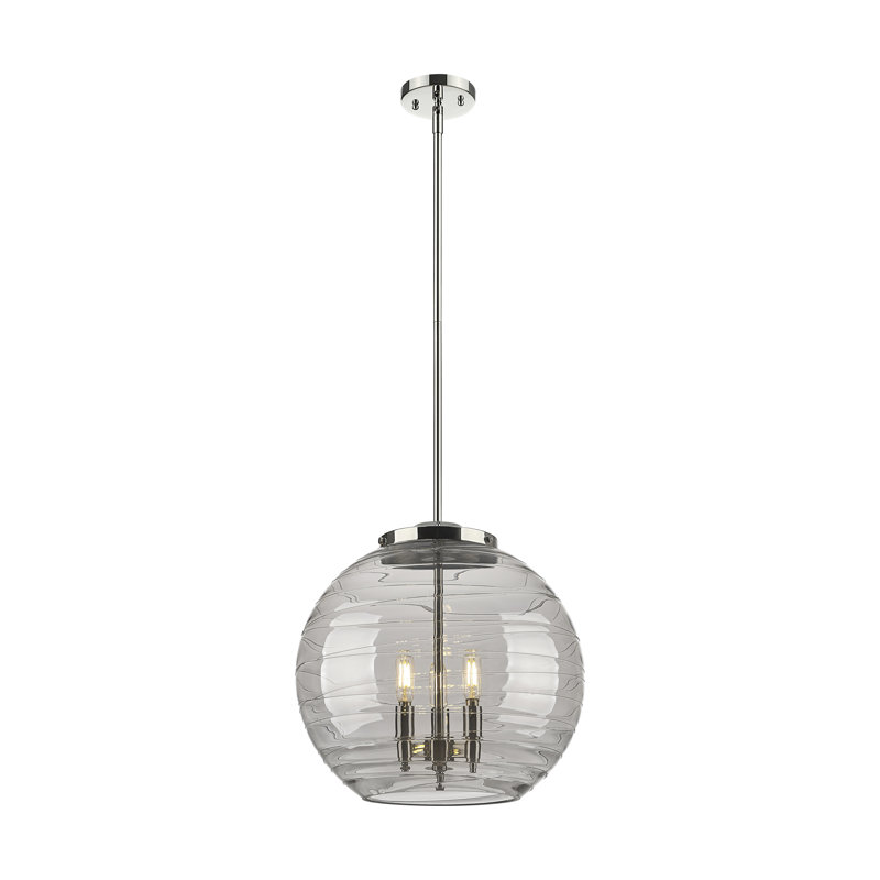 Luminaire suspendu 3 lumières Christly, H 17,13 po x l 15,75 po x P 15,75 po, Argent clair, Gris fumée clair