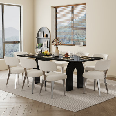 78in Rectangle Kitchen Dining Table Set with Double Pedestal Base for 4–8 People