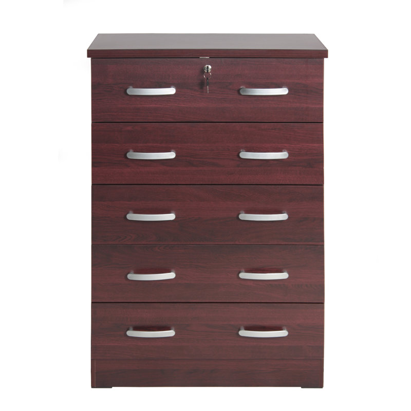 Commode 5 tiroirs Luker, Acajou