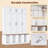 Farmhouse Hall Tree with 4 Hidden Hanging Hooks, Versatile Seating Bench, Entryway Shoe Cabinet with Open Compartment-1304089990