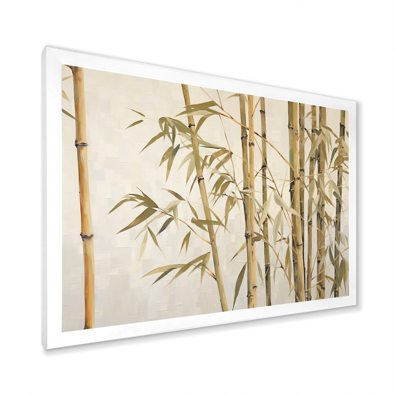 «Beige minimalisme bambou sérénité I» sur toile, H 24 po x l 32 po x P 1 po, Cadre photo blanc