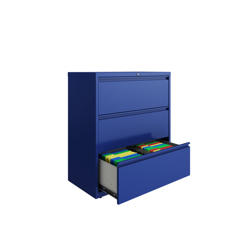 36'' Wide 3 -Drawer Steel File Cabinet, Blue