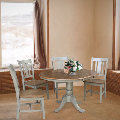 Ensemble de salle à manger extensible en bois massif 5 pièces Ewalt